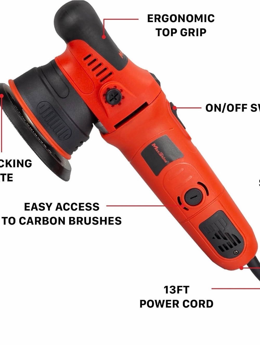 Maxshine Red Handheld Orbital Sander - Red